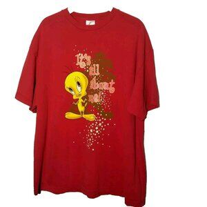 Tweety Bird T Shirt 2XL Size Red Stars Glitter Its All About Me Vintage USA